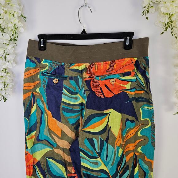 Soft Surroundings Aliso Point Tropical Linen Pants Hawaiian Beachy Size Large - Picture 5 of 12